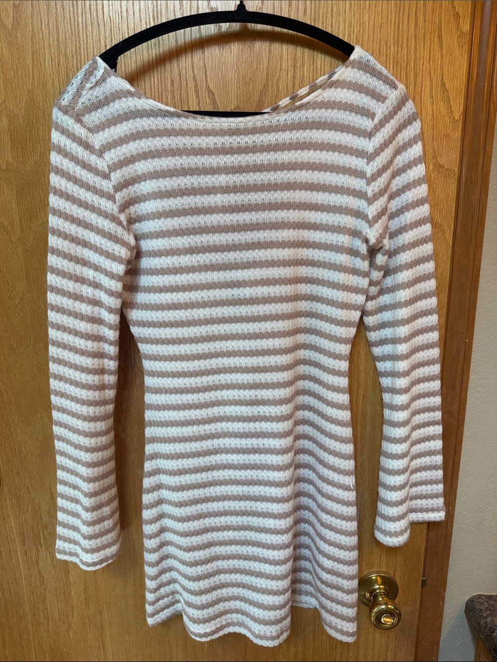 Divided Striped Mini Dress in Cream & Taupe